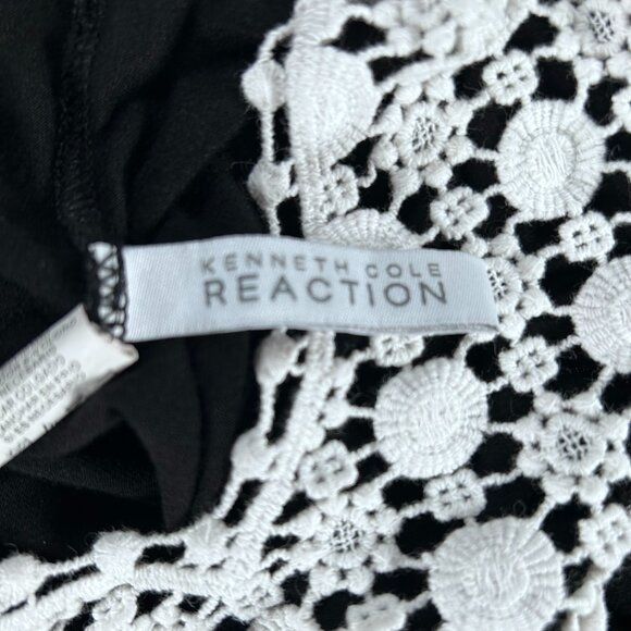 Kenneth Cole Reaction A-Line Dress Women's Medium Black White Crochet Casual - Picture 10 of 13